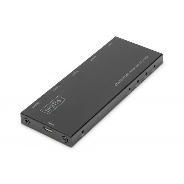 Digitus Splitter HDMI® ultra slim, 1x4, 4K / 60 Hz (ULTRA SLIM HDMI SPLITTER 1X4 4K - 60HZ HDR HDCP 2.2 18GBPS MICRO)