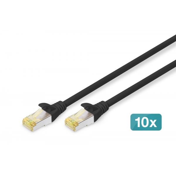 Digitus Cavo patch CAT 6A S/FTP, 10 pezzi (CAT 6A S/FTP PATCH CORD10P AWG - 26/7 3 M 10 PIECES BLACK)
