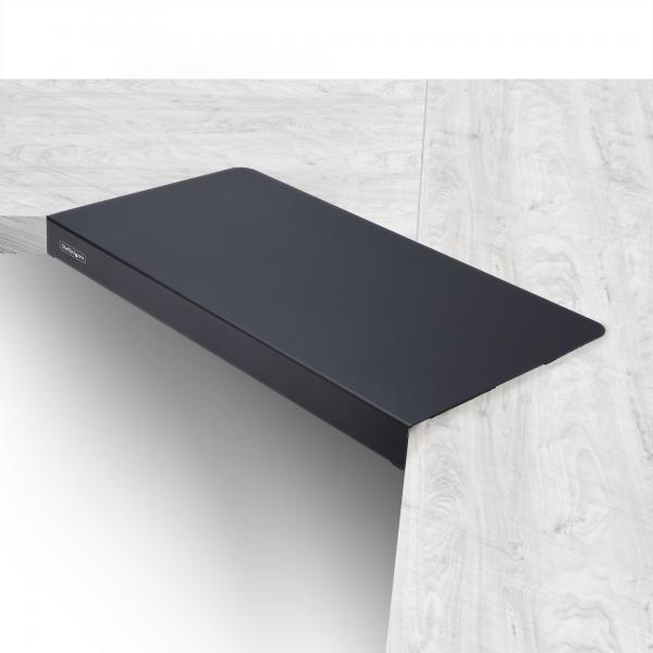StarTech.com Porta tastiera per scrivania angolare/ a forma di L in acciaio, Vassoio per tastiera/mouse per scrivanie ad angolo da 12,7-38,1 mm, Estensore/ripiano per scrivanie in legno/acciaio (DESK