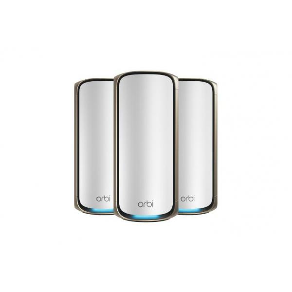 NETGEAR Orbi 970 Series Quad-Band WiFi 7, 3-Pack Quad-band [2.4 GHz / 5 GHz-1 / 5 GHz-2 / 6 GHz] Wi-Fi 6 [802.11ax] Grigio Interno (ORBI 970 MESH-WIFI-7-SET OF 3 - QUAD-BAND-MESH WHITE)