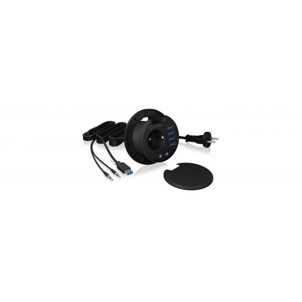 ICY BOX IB-HUB1430 presa energia Nero (Usb 3.2 Gen 1 [3.1 Gen 1] - Type-A 5000 Mbit/S Black - Warranty: 24M)