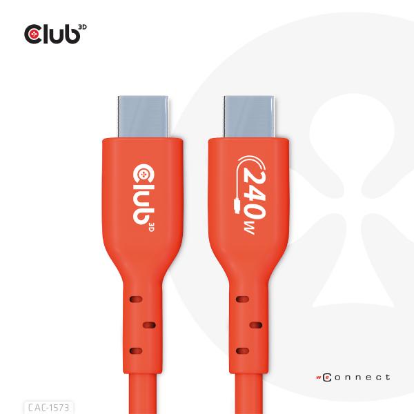 CLUB3D CAC-1573 cavo USB USB 2.0 2 m USB C 0,48 Gbit/s 240 W Rosso (Usb2 Type-C Bi-Directional - Cable, Data 480Mb,Pd - 240W[48V/5A] Epr M/M 2M - Warranty: 12M)