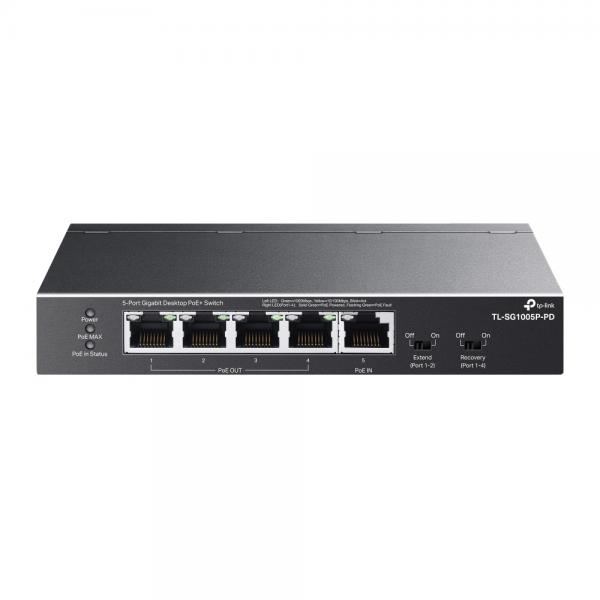 TP-Link TL-SG1005P-PD switch di rete Gigabit Ethernet [10/100/1000] Supporto Power over Ethernet [PoE] Nero (TP-LINK 5PT DST SWITCH 1PT IN 4PT OUT)