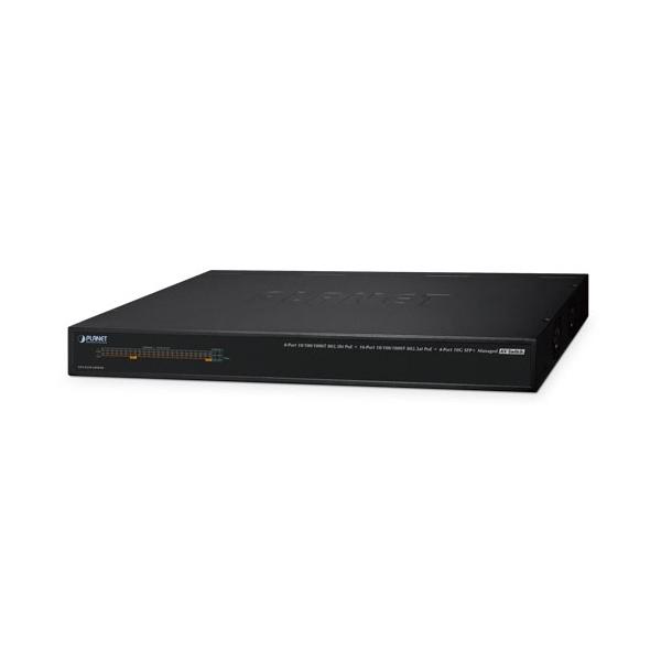 PLANET AVS-4210-24HP4X switch di rete Gestito L2/L4 10G Ethernet [100/1000/10000] Supporto Power over Ethernet [PoE] 1U Nero (Managed AV Switch, 450W PoE - Budget, rear facing port - designed for AV