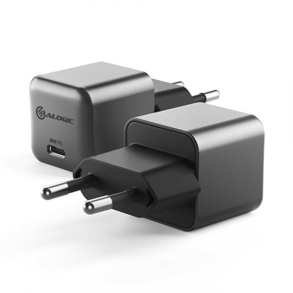 ALOGIC WCG1X30SGR-EU Caricabatterie per dispositivi mobili Telefono cellulare, Computer portatile, Smartphone, Tablet Nero, Grigio AC Ricarica rapida Interno (ALOGIC 1X30 RAPID POWER 30.0W - GAN CHAR