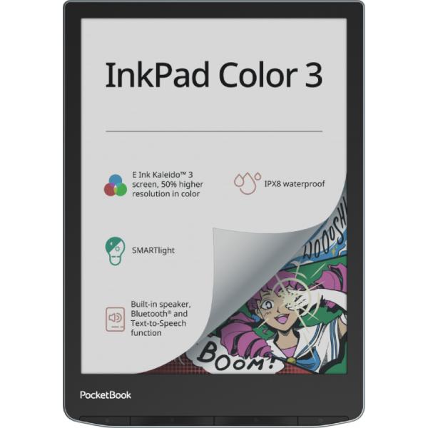 PocketBook InkPad Color 3 lettore e-book Touch screen 32 GB Wi-Fi Nero, Grigio (PocketBook InkPad Color 3 e-book reader 32 GB Wi-Fi Bluetooth - Stormy Sea)