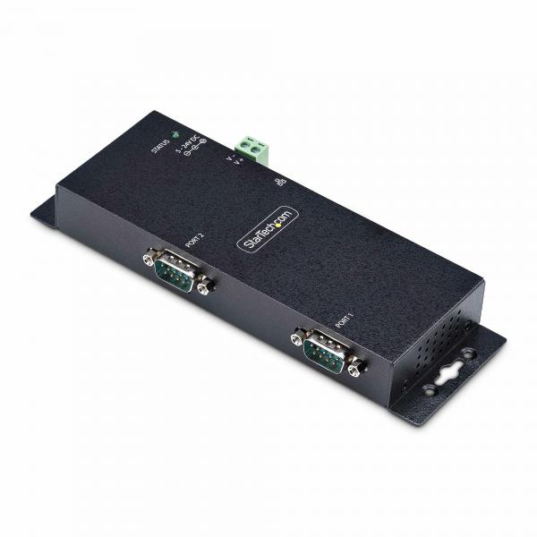 StarTech.com Adattatore da seriale a Ethernet a 2 porte, server di dispositivi seriali IP per dispositivi RS232 remoti, montaggio a parete/su guida DIN, metallo, convertitore seriale da RJ45 LAN a DB