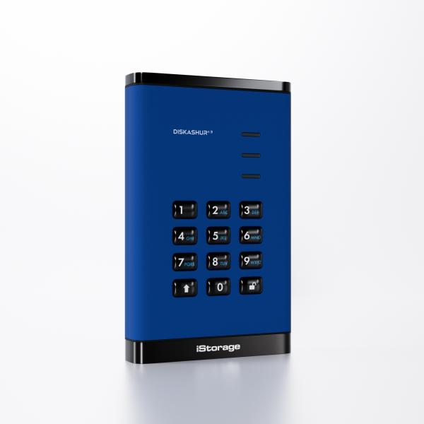 iStorage diskAshur3 HDD disco rigido esterno 1 TB 2.5 USB tipo-C 3.2 Gen 1 [3.1 Gen 1] Blu (diskAshur3 HDD 256-bit 1TB - Blue)