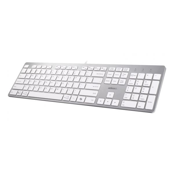 Adesso AKB-730UW tastiera Casa/ufficio USB QWERTY Inglese britannico Bianco (MULTI-OS SCISSOR SWITCH DESKTOP - KEYBOARD [USB-C / WHITE]) - Versione UK