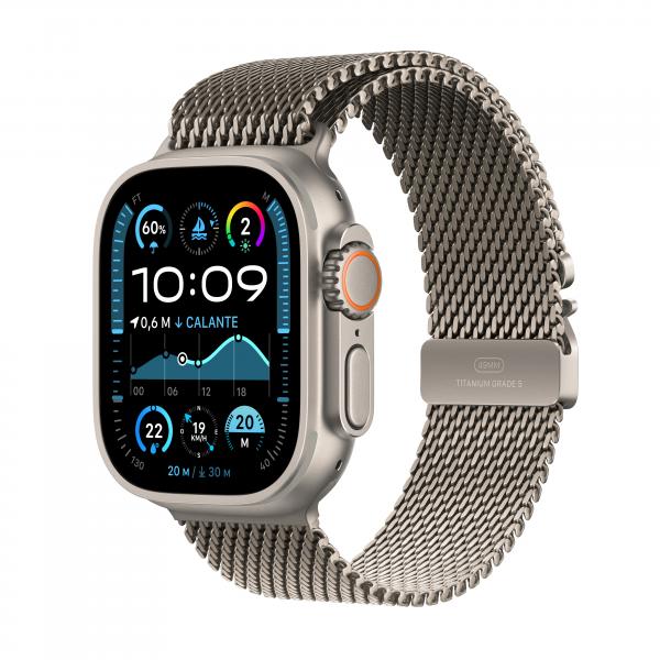 Apple Watch Ultra 2 GPS + Cellular 49mm Cassa in Titanio con Titanio Naturale Milanese Loop - S (Apple Watch Ultra 2 - 49 mm - titanio naturale - smartwatch con bracciale milanese - dimensione della