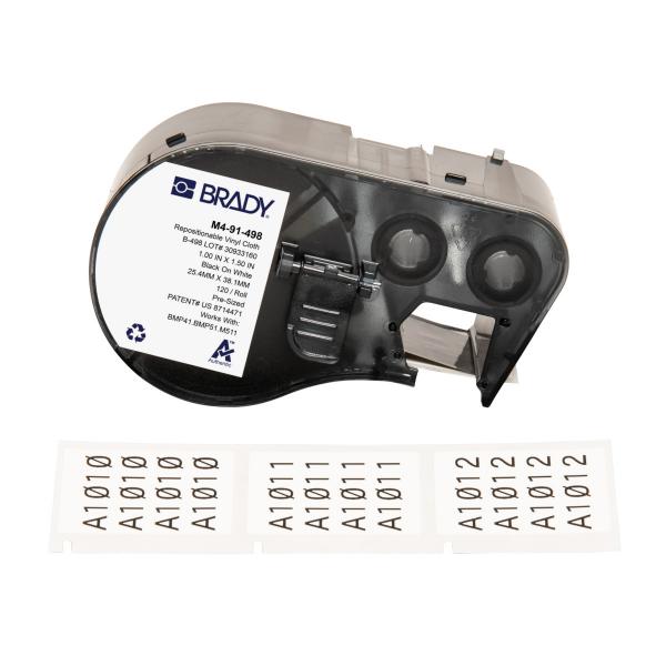 Brady M4-91-498 etichetta per stampante Nero, Bianco Etichetta per stampante autoadesiva (BMP41/BMP51/BMP53/M511 Label - Printer Labels)