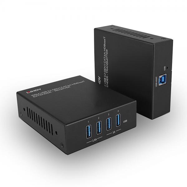 Lindy 43410 estensore KVM Trasmettitore e ricevitore (100m USB 3.2 Gen 1 Cat.6A - HDBaseT Extender)