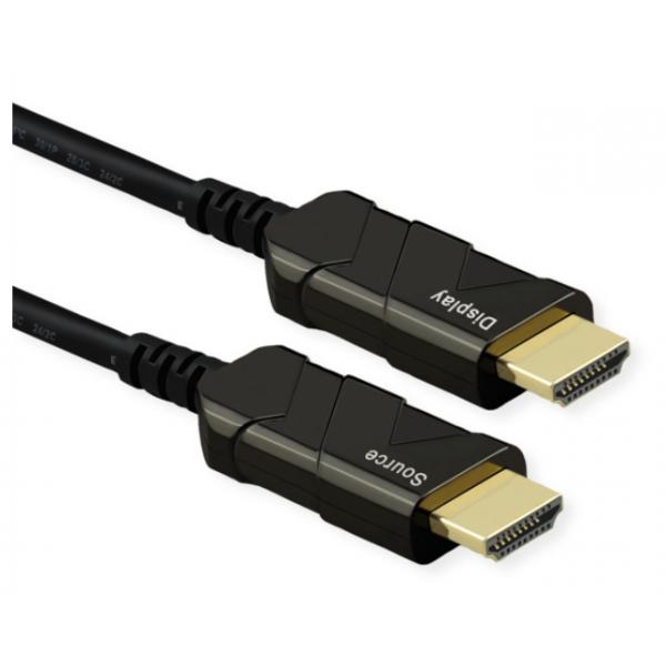 ROLINE 14.01.3483 cavo HDMI 30 m HDMI tipo A [Standard] Nero (Cable UHD HDMI Active Optical - [AOC], 8K60, M/M, 30m - Warranty: 12M)