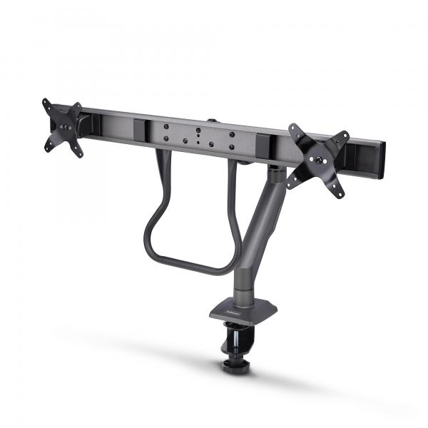 StarTech.com Supporto per monitor a barra trasversale, braccio per due schermi 27/max 15kg, VESA 75x75/100x100, morsetto a C, articolato, molla meccanica, TAA (DUAL MONITOR DESK MOUNT - - CROSSBAR DE