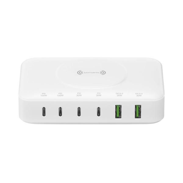 4smarts 540570 organizzatore per stazioni di carica Libera installazione Bianco (7IN1 GAN LADESTATION 100W MIT - WIRELESS WEI)