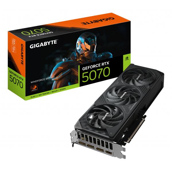 GIGABYTE GeForce RTX 5070 WINDFORCE SFF 12G Scheda grafica - 12 GB GDDR7, 192 bit, PCI-E 5.0, Frequenza core 2512 MHz, 3 x DP 2.1b, 1 x HDMI 2.1b, DLSS 4, GV-N5070WF3-12GD (GIGA VGA 12GB RTX5070 WIND