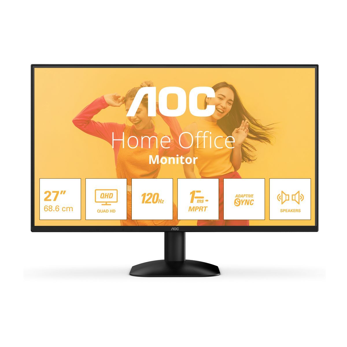 AOC B3 Q27B35S3 Monitor PC 68,6 cm [27] 2560 x 1440 Pixel Quad HD LED Nero (AOC Basic-line Q27B35S3 - Monitor a LED - 27 - 2560 x 1440 QHD @ 120 Hz - IPS - 300 cd/m? - 1500:1 - 1 ms - HDMI, DisplayPo