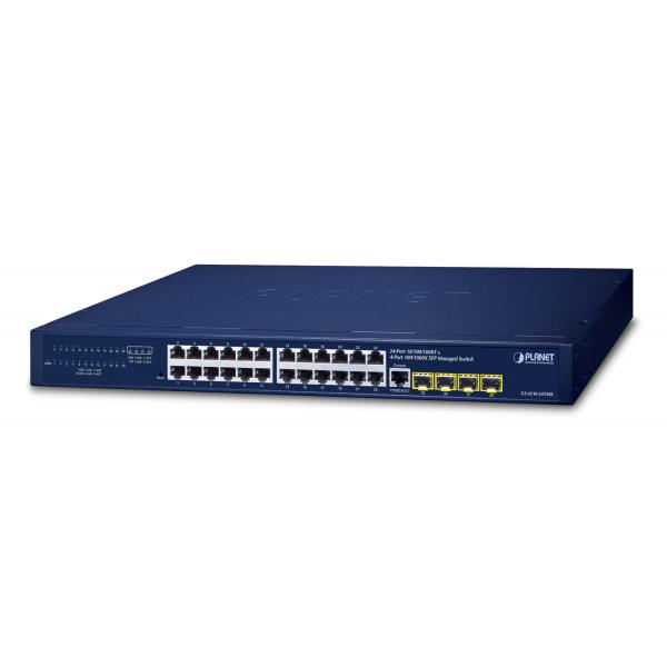 PLANET IPv4/IPv6, 24-Port Gestito L2/L4 Gigabit Ethernet [10/100/1000] 1U Blu (IPv4/IPv6, 24-Port - 10/100/1000T + 4-Port - 100/1000X SFP L2/L4 SNMP Manageable Gigabit Ethernet Switch IPv4/IPv6, 24-P