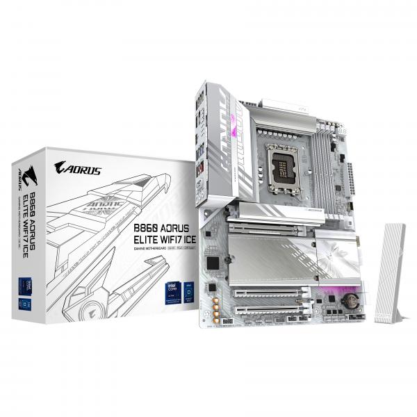 Gigabyte B860 Aorus Elite Wifi7 Ice Scheda Madre - Cpu Intel Core Ultra, Vrm A 14+1+2+1 Fasi, Fino A 9200mhz Ddr5, 1xpcie 5.0 + 2xpcie 4.0 M.2, Lan 2