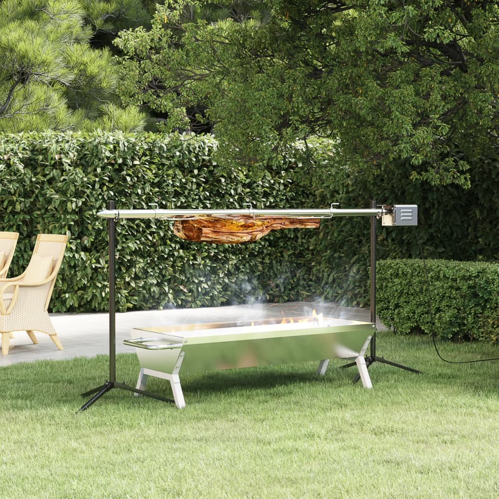 Set Griglia E Vassoio Barbecue Automatico In Acciaio Inox