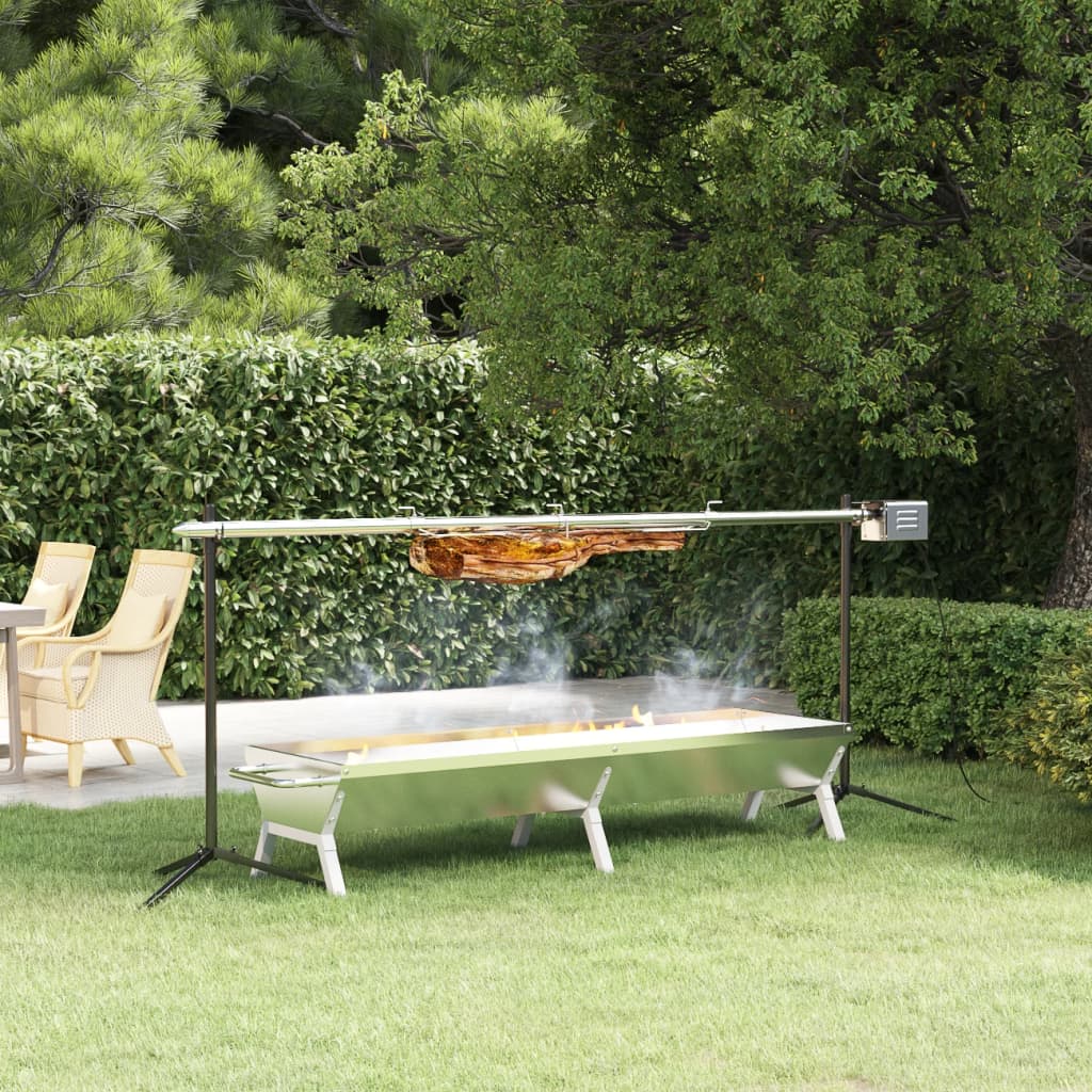 Vassoio Per Barbecue Argento 158x42x31 Cm Acciaio Inox