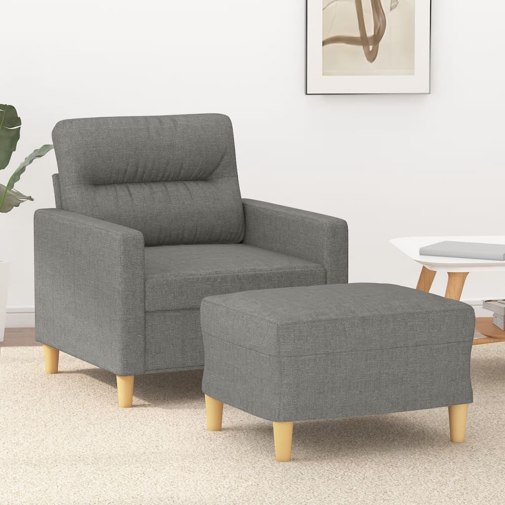 Poltrona Con Poggiapiedi Grigio Scuro 60 Cm In Tessuto