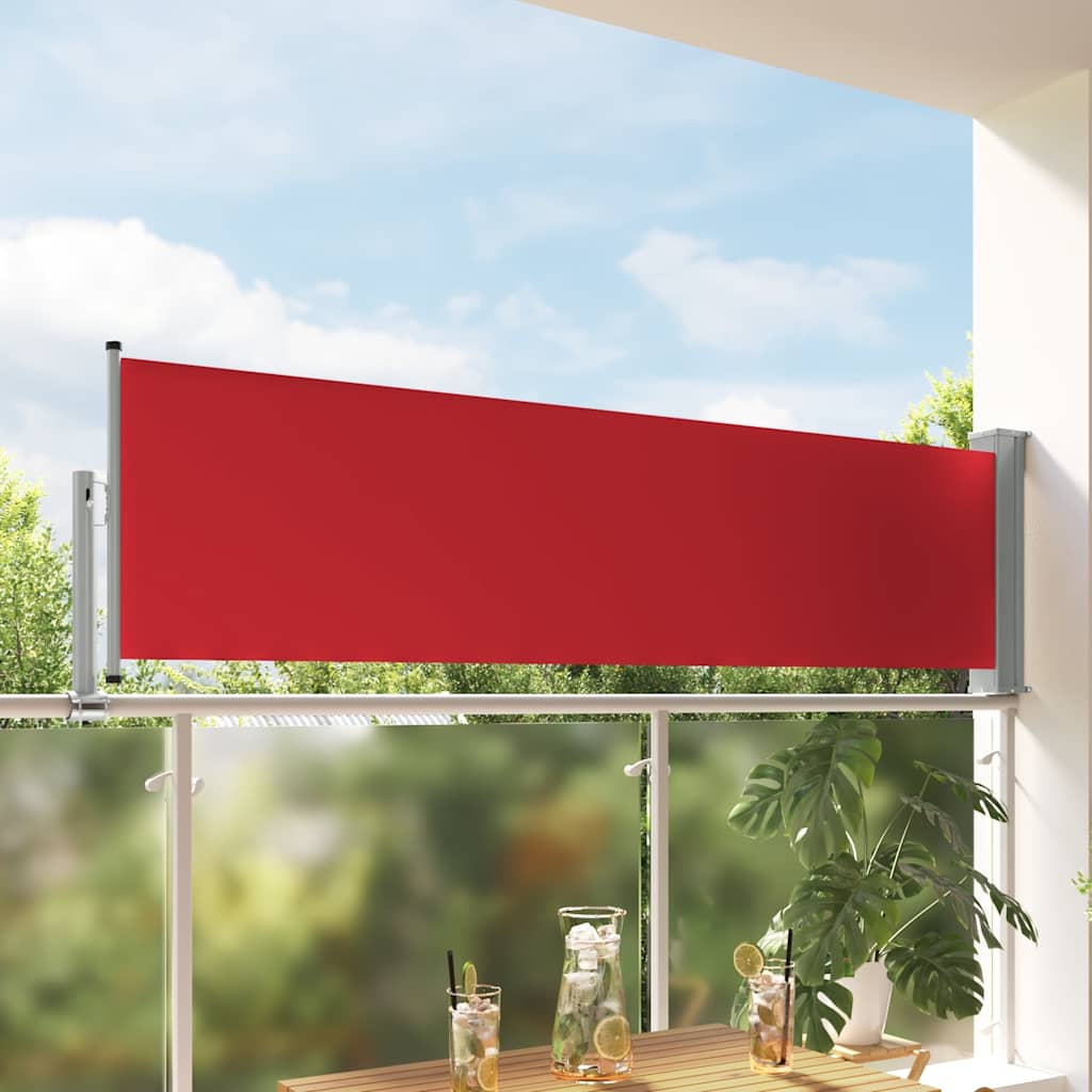 Tenda Laterale Retrattile Per Patio 80x300 Cm Rosso