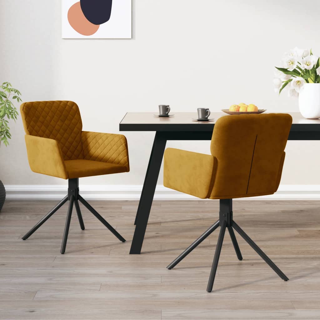 Sedie Da Pranzo Girevoli 2 Pz Marroni In Velluto