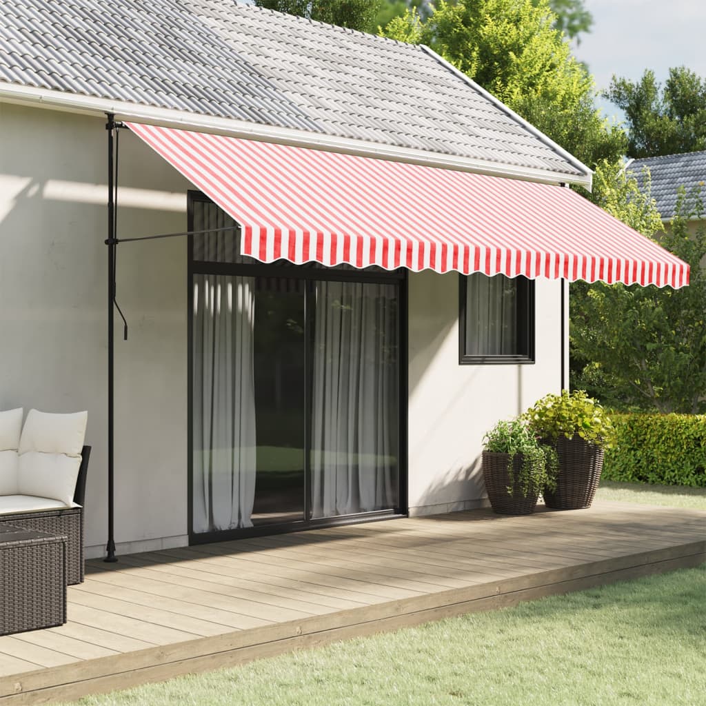 Tessuto Ricambio Per Mantovana Tenda Righe Rosse Bianche 4,5 M
