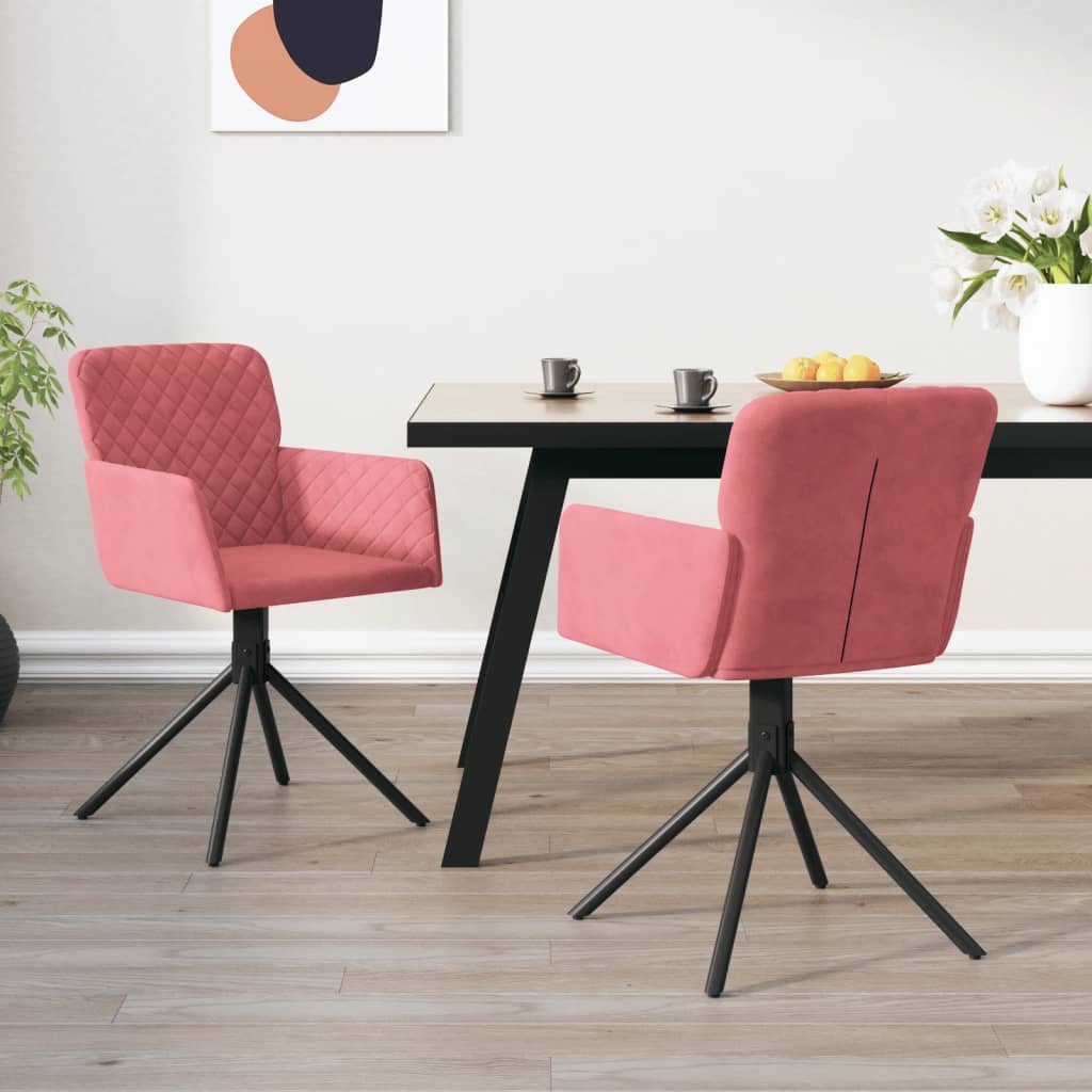 Sedie Da Pranzo Girevoli 2 Pz Rosa In Velluto