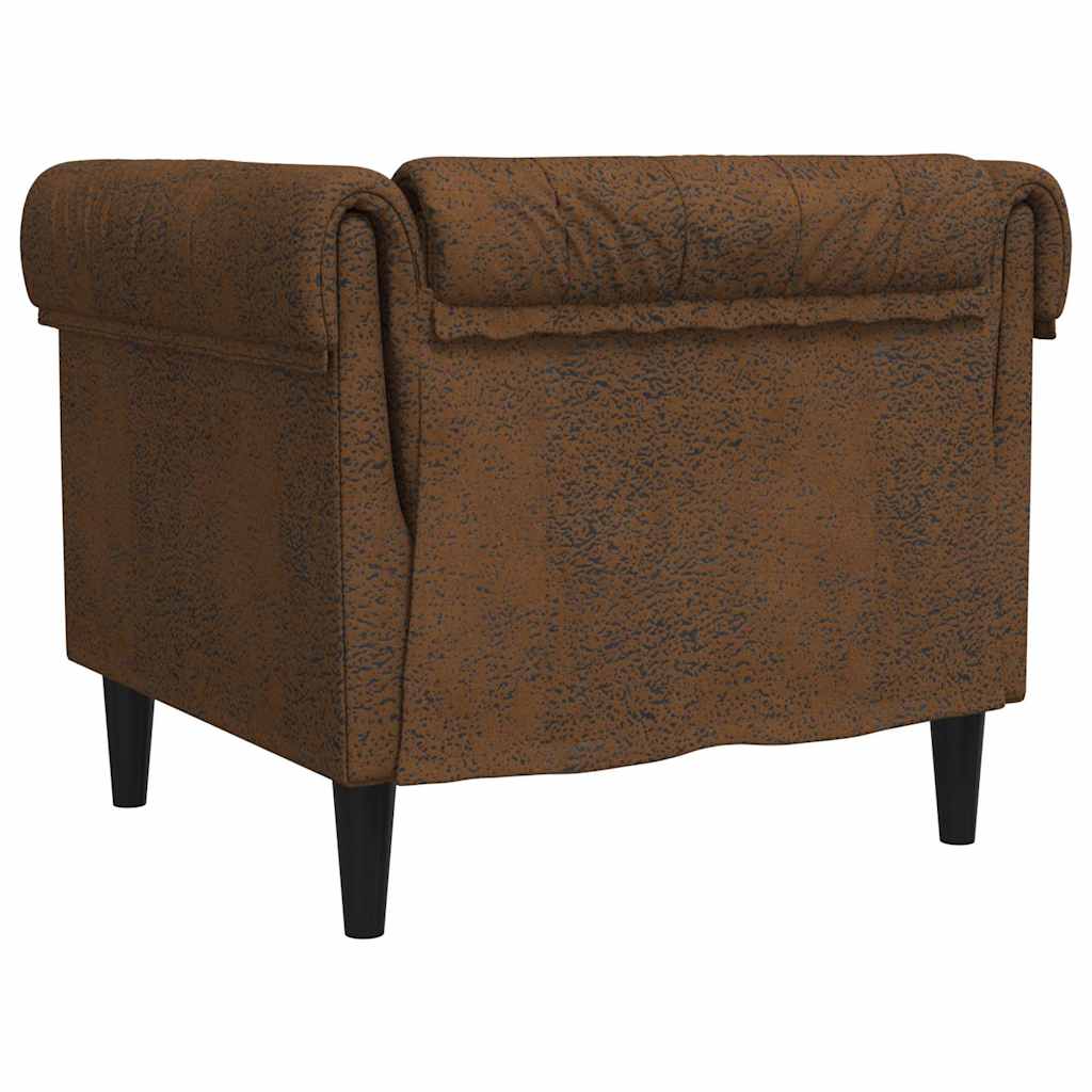 Poltrona Chesterfield Marrone In Tessuto - Image 5
