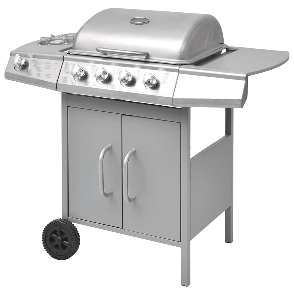 Griglia Barbecue A Gas 4+1 Fornelli Argento