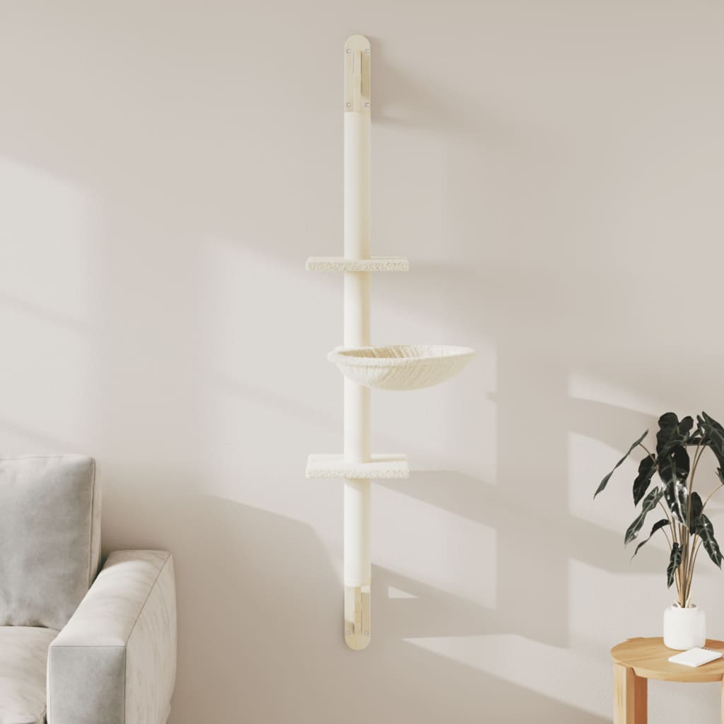 Albero Per Gatti Con Tiragraffi A Parete Crema 142,5 cm