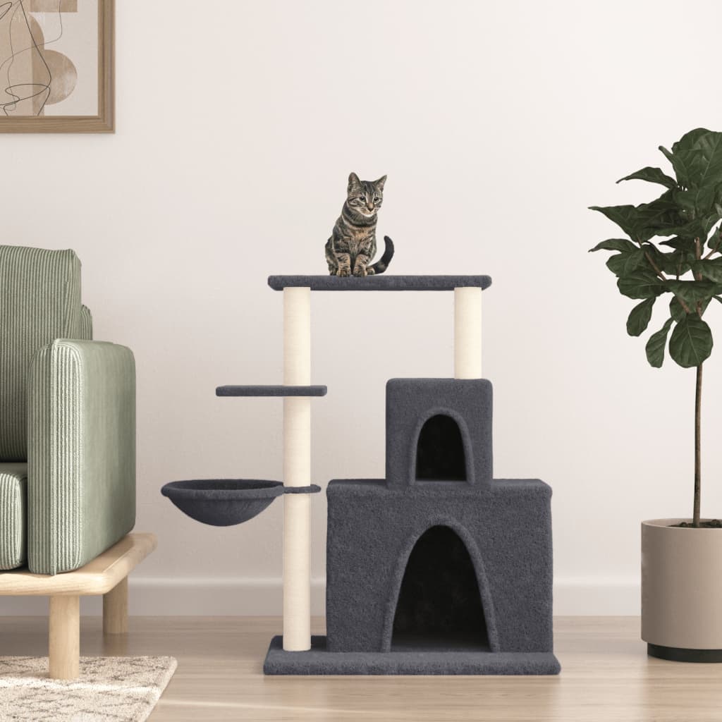Albero Per Gatti Con Tiragraffi In Sisal Grigio Scuro 83 cm