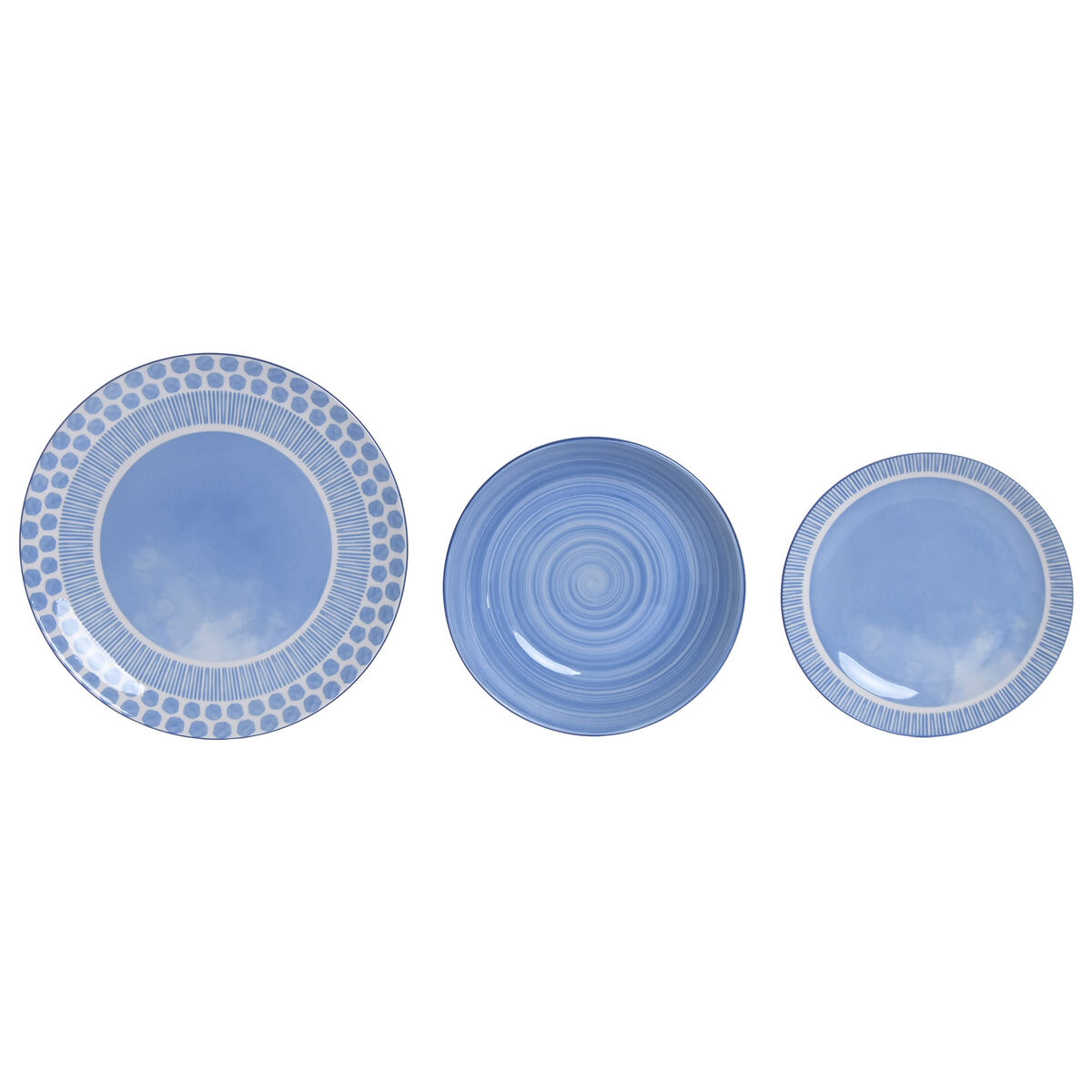 Set Di Stoviglie Home Esprit Azzurro Chiaro Porcellana 18 Pezzi