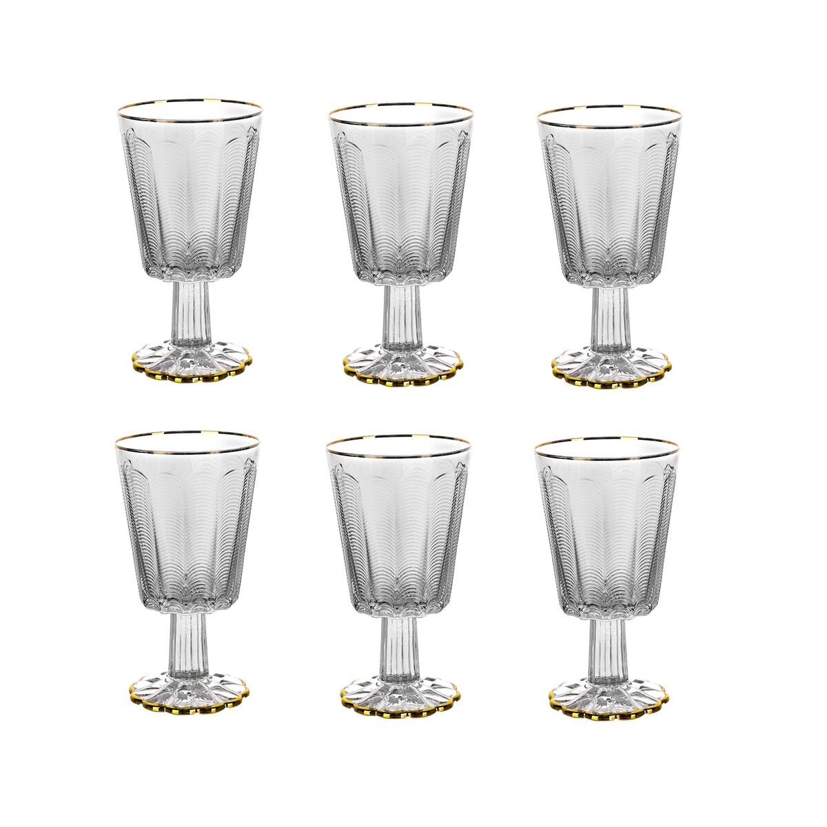 Set Di Bicchieri Home Esprit Trasparente Dorato Cristallo 445 ml
