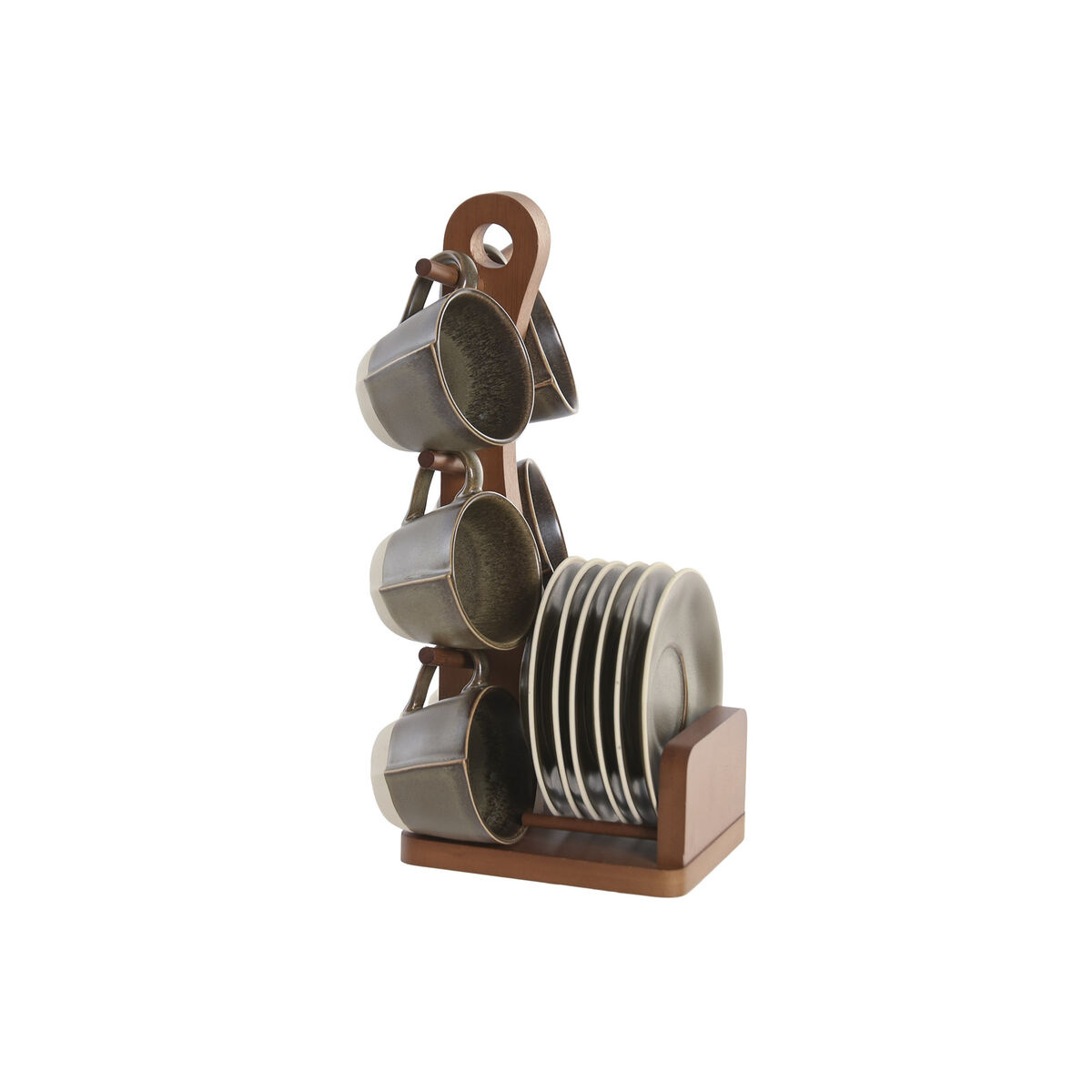 Set Di Tazze Da Caffè Home Esprit Verde Gres 90 Ml 6 Pezzi