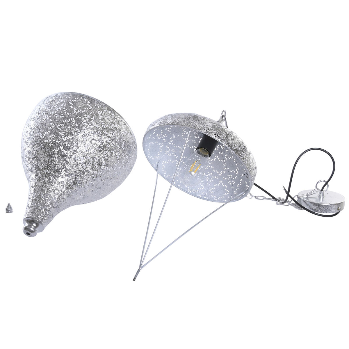 Lampadario Home Esprit Argentato Metallo 50 W 30 X 30 X 55 cm - Image 5