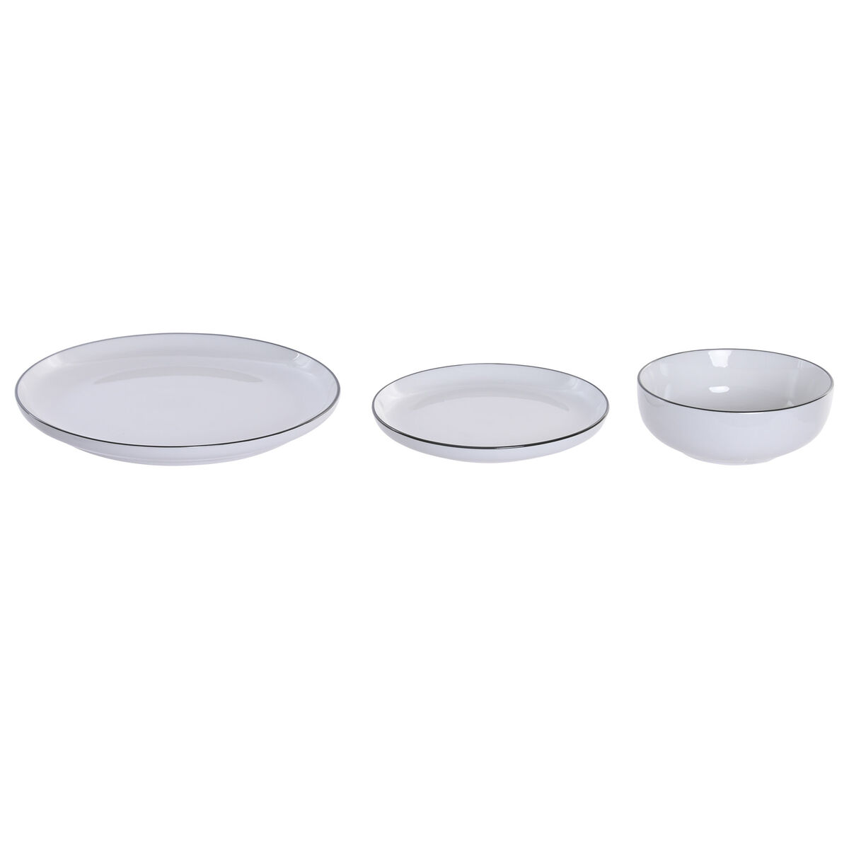 Set Di Stoviglie Home Esprit Bianco Nero Porcellana 18 Pezzi - Image 5