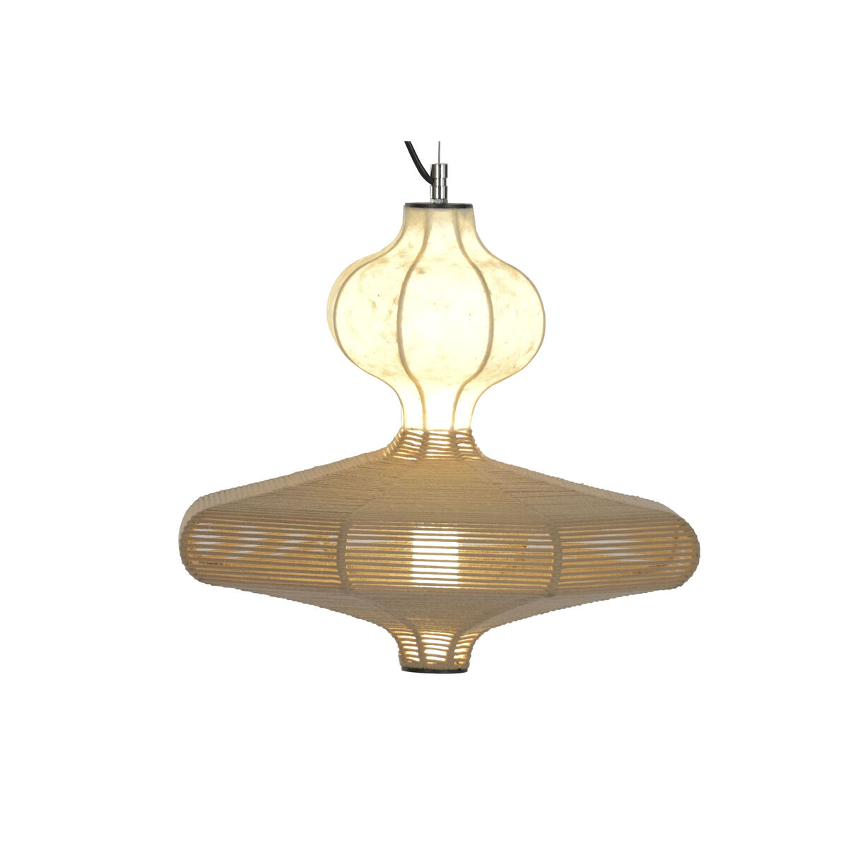 Lampadario Home Esprit Bianco Naturale Carta Acciaio 50 X 50 X 40,6 cm - Image 3