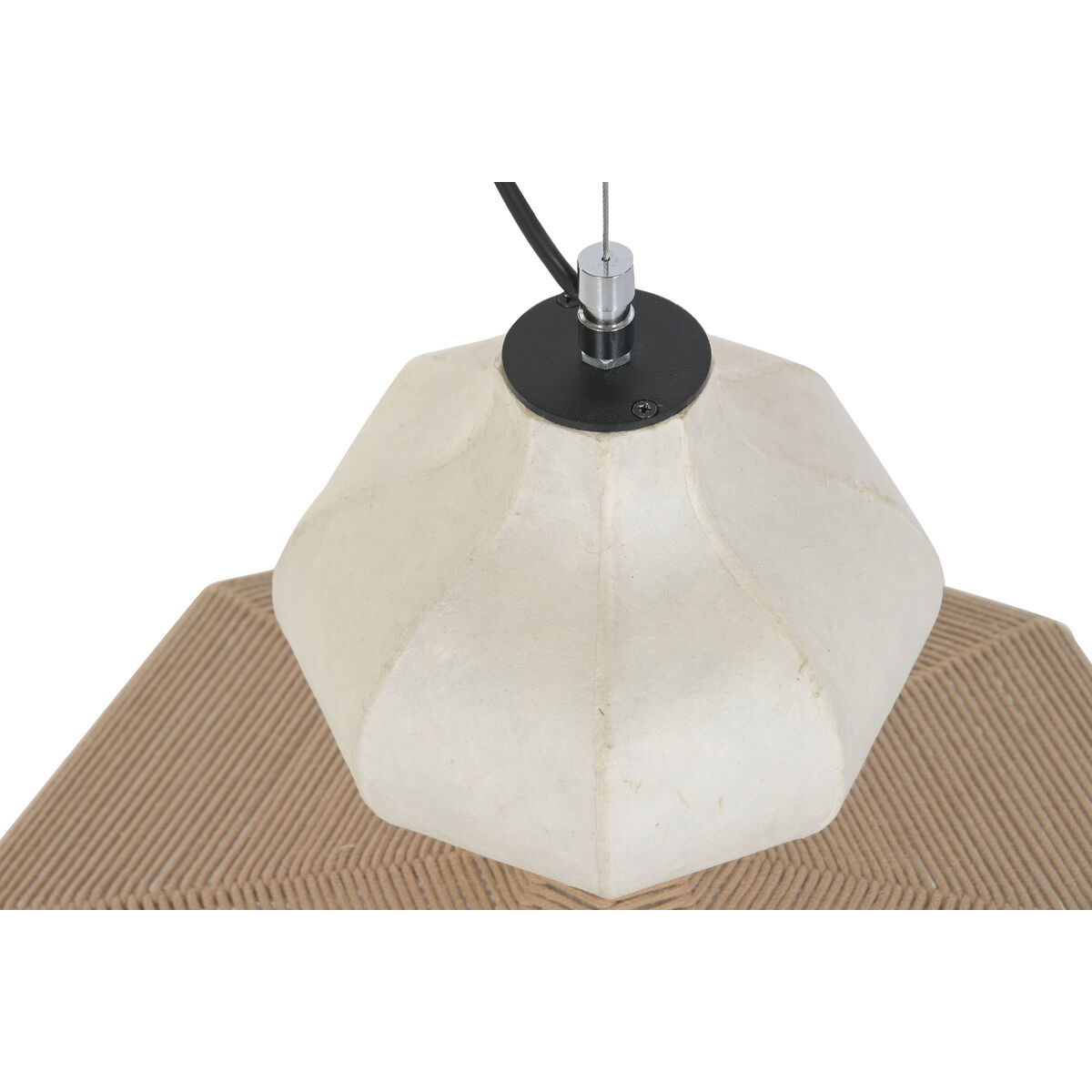 Lampadario Home Esprit Bianco Naturale Carta Acciaio 50 X 50 X 40,6 cm - Image 5