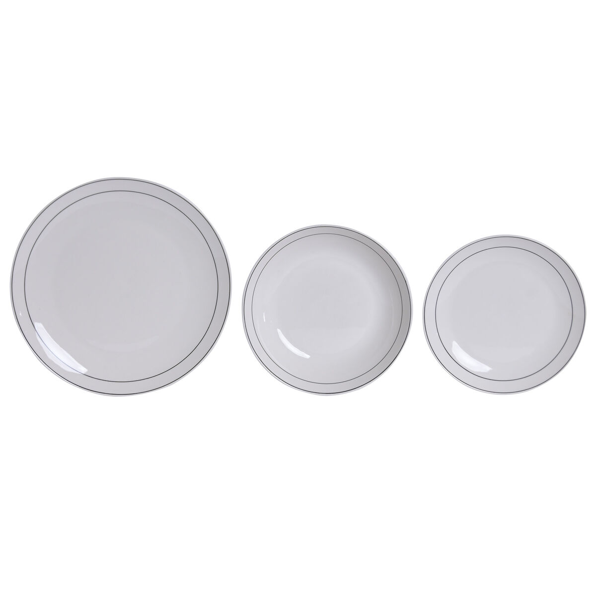 Set Di Stoviglie Home Esprit Bianco Nero Porcellana 18 Pezzi