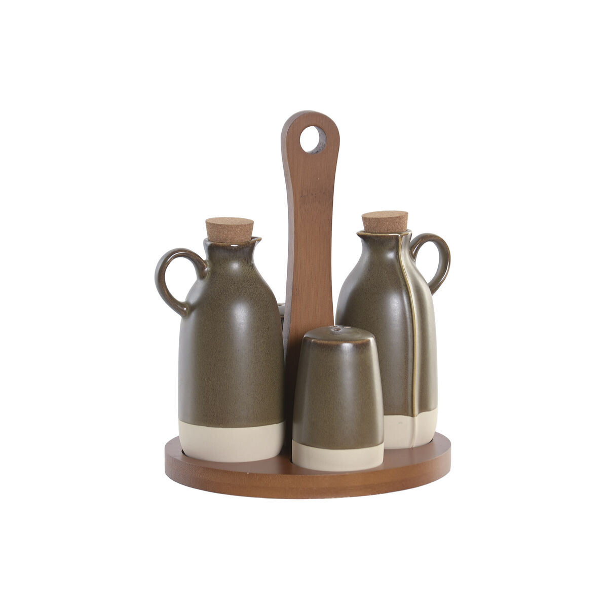 Set Olio E Aceto Home Esprit Verde Acacia Gres Città 19 X 16 X 22,5 cm