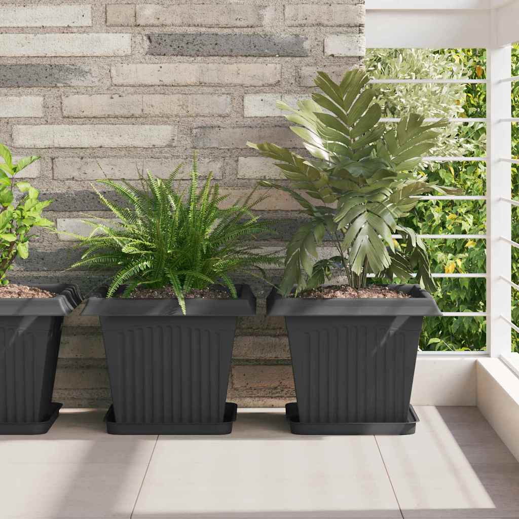 Vasi Per Piante 24 Pcs Nero 33 X 33 X 26 Cm Plastica