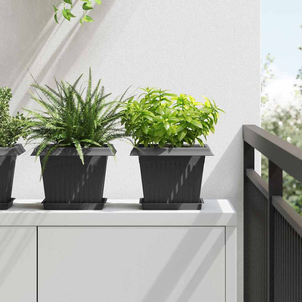 Vasi Per Piante 24 Pcs Nero 23 X 23 X 17,5 Cm Plastica