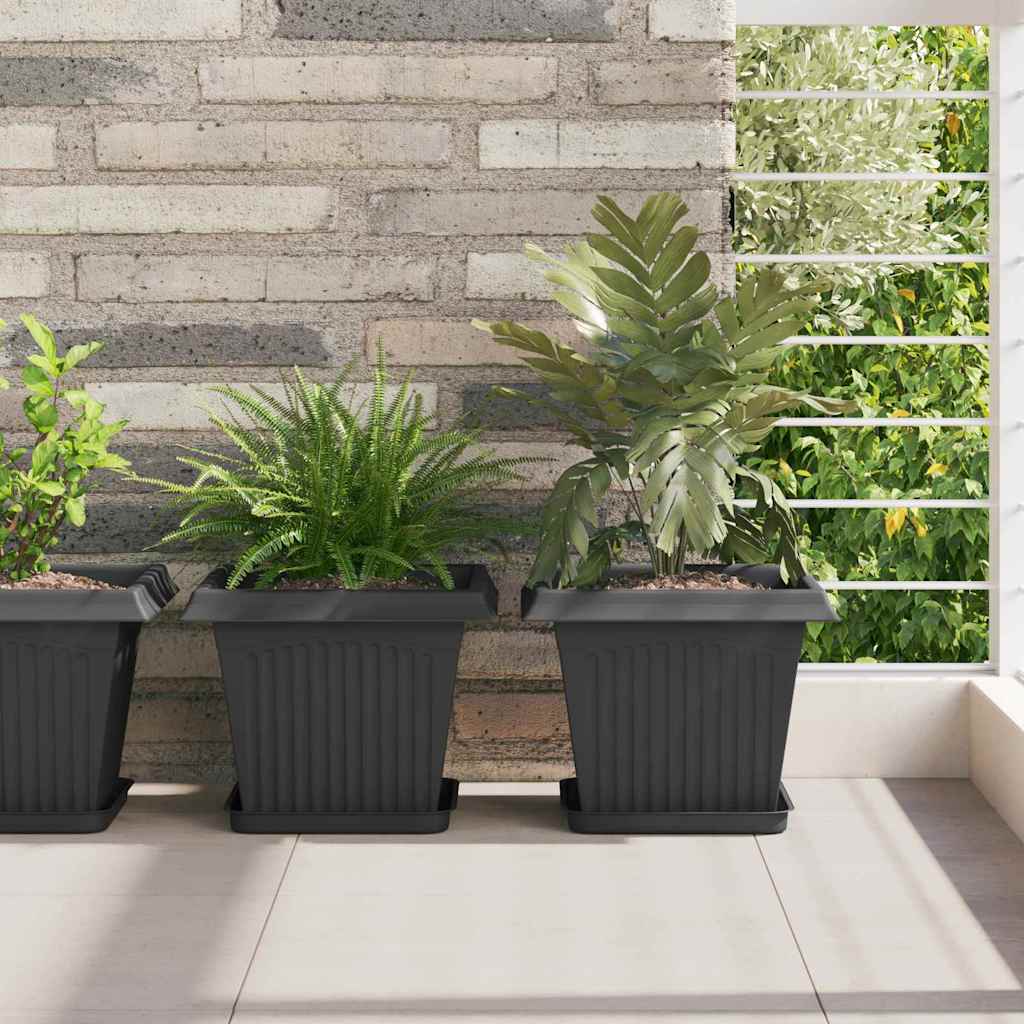 Vasi Per Piante 6 Pcs Nero 28,5 X 28,5 X 22 Cm Plastica