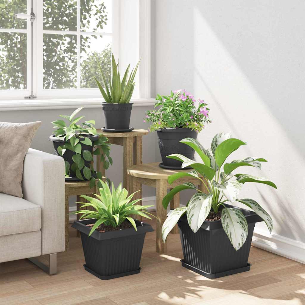 Vasi Per Piante 6 Pcs Nero 28,5 X 28,5 X 22 Cm Plastica - Image 4