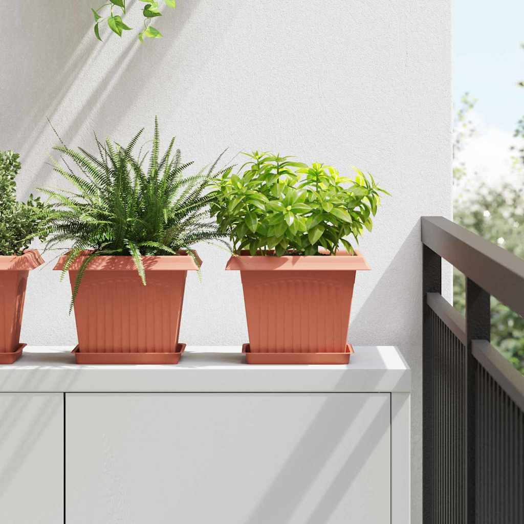 Vasi Per Piante 6 Pcs Rosso Mattone 23 X 23 X 17,5 Cm Plastica
