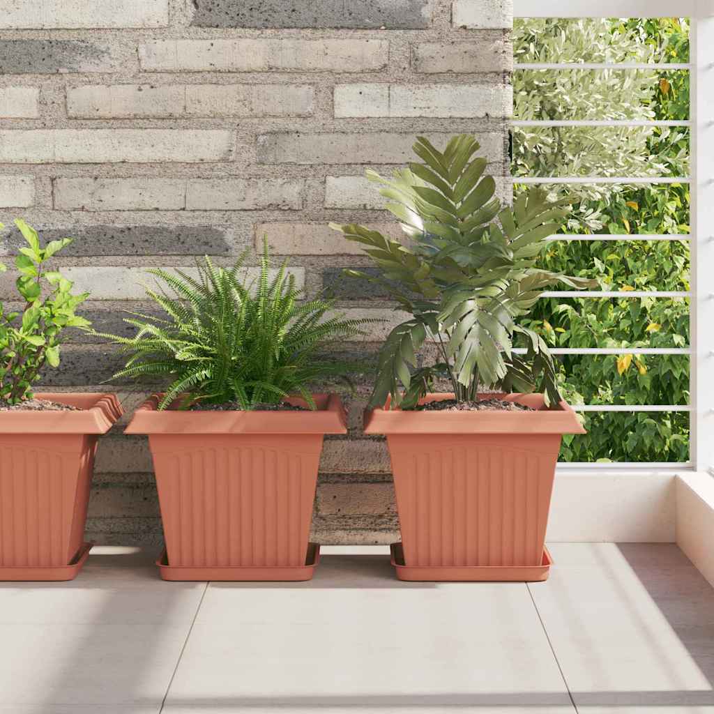 Vasi Per Piante 6 Pcs Rosso Mattone 28,5 X 28,5 X 22 cm