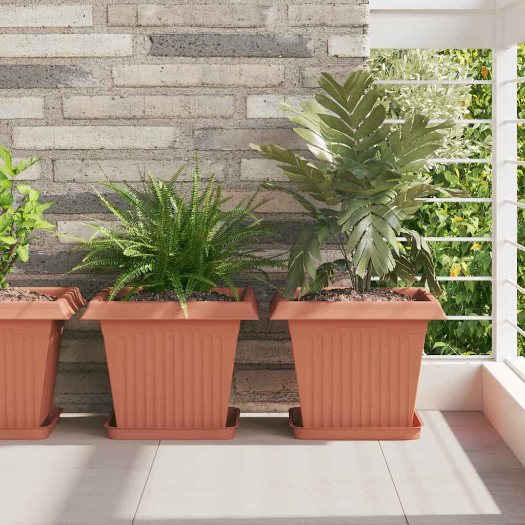 Vasi Per Piante 24 Pcs Rosso Mattone 33 X 33 X 26 Cm Plastica